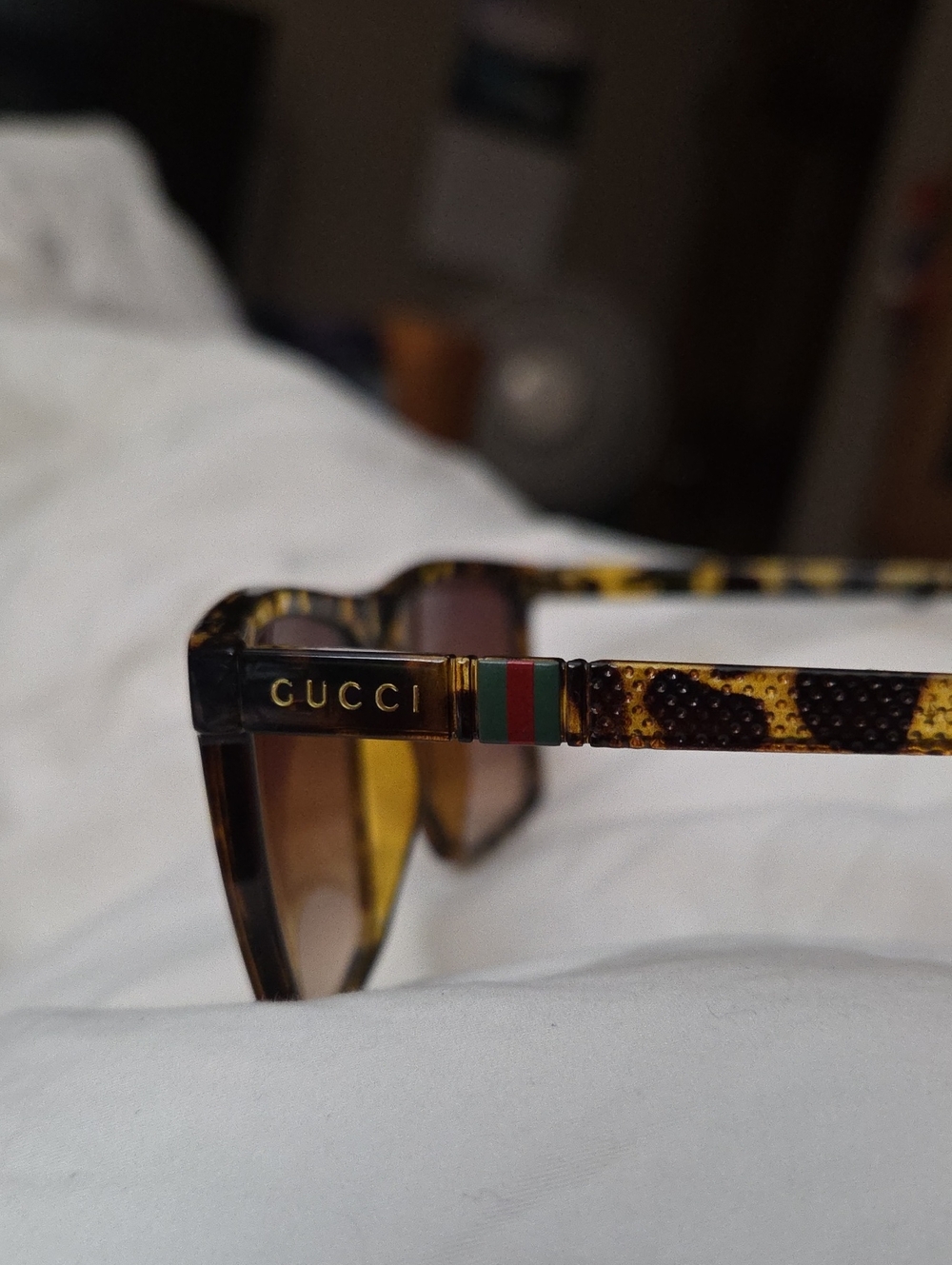 Gucci Tortoiseshell Square Sunglasses with Brown Gradient Lenses